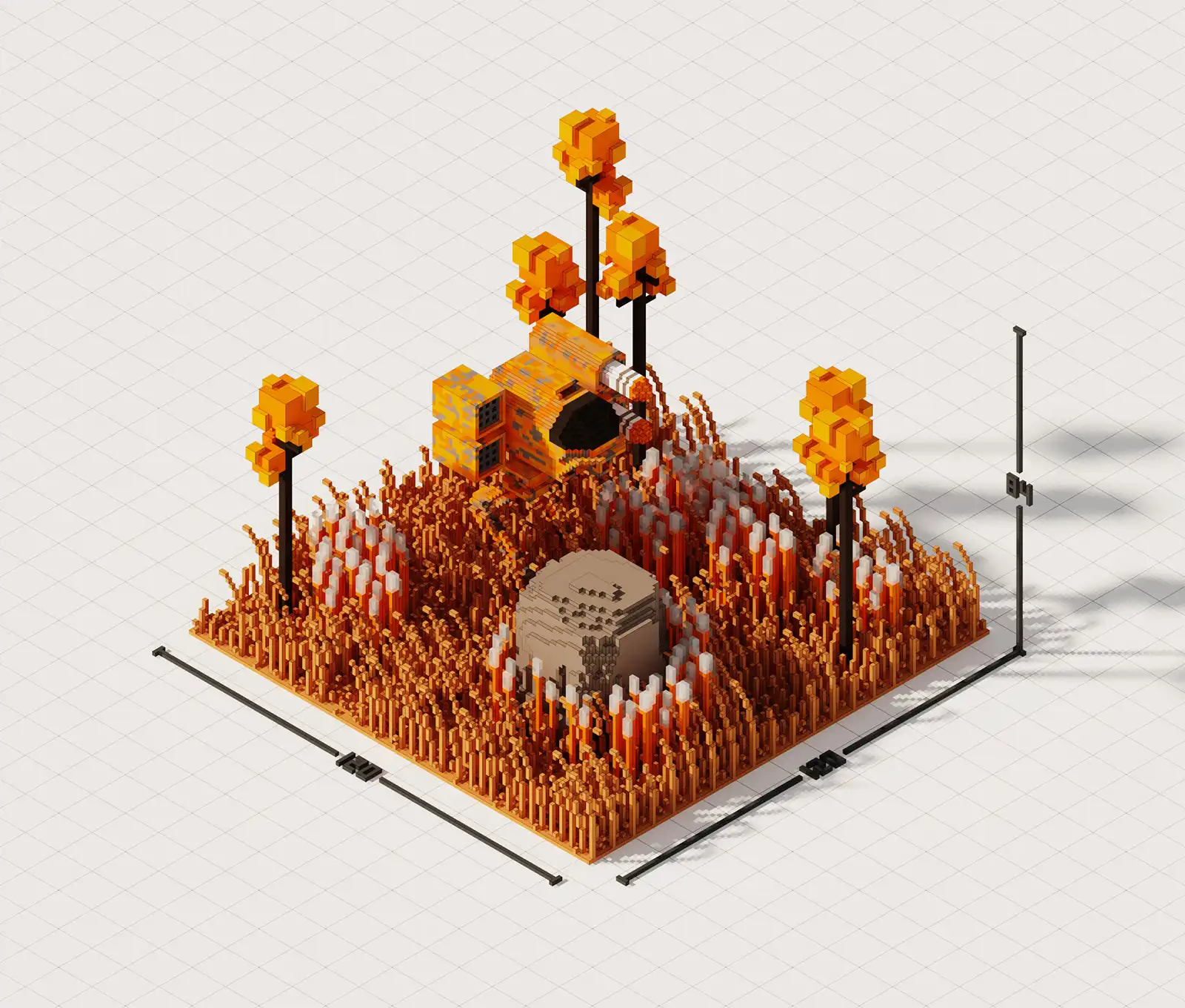 Exemplary scene with a Mech Warrior: textured Exemplary scene with a Mech Warrior: textured